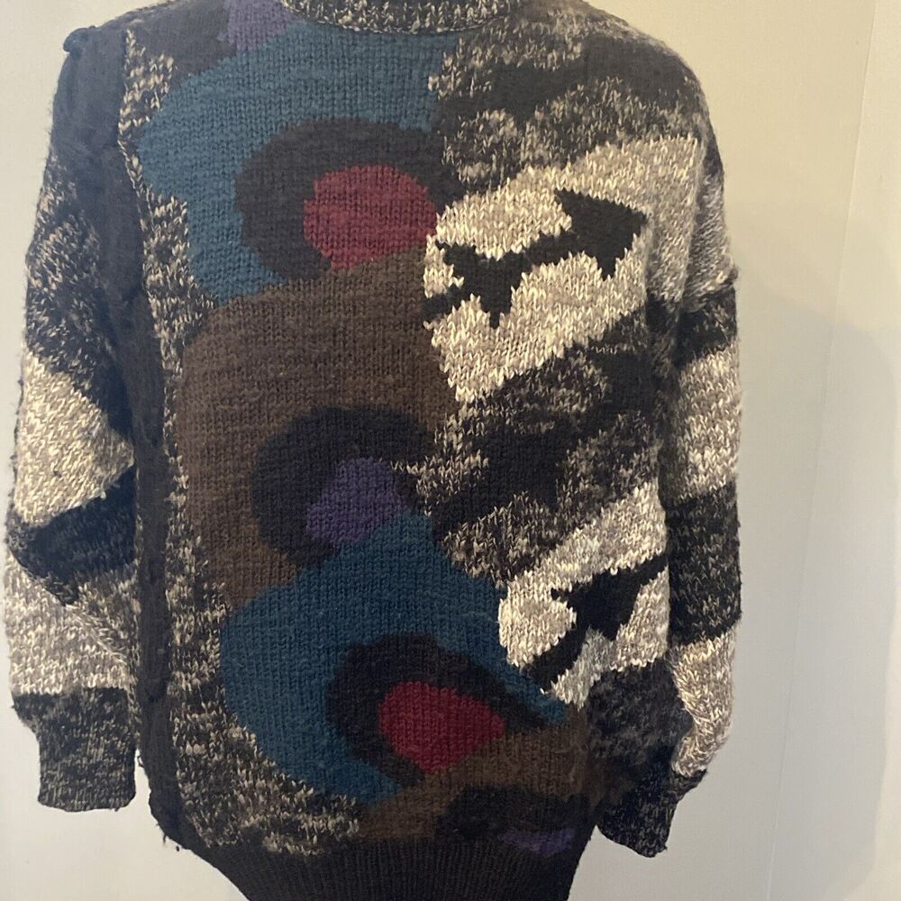 Umberto Ginocchietti Vintage 100% Wool Geometric Textured Cable Knit Sweater L